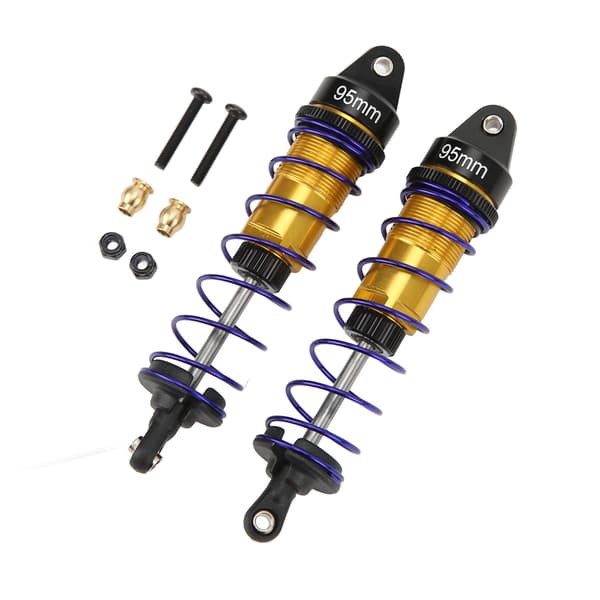 2 stk RC støddæmper aluminiumslegering Justerbar højstyrke oliedæmper til 1/10 RC bil 95mm guld