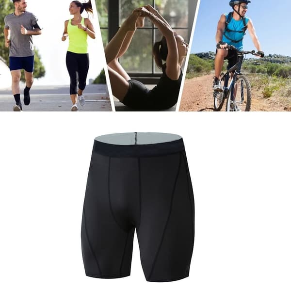 Herr Korte Leggings Polyester Elastisk Hurtigtørrende Sportsbukser Basketbold Fodbold Sort XL