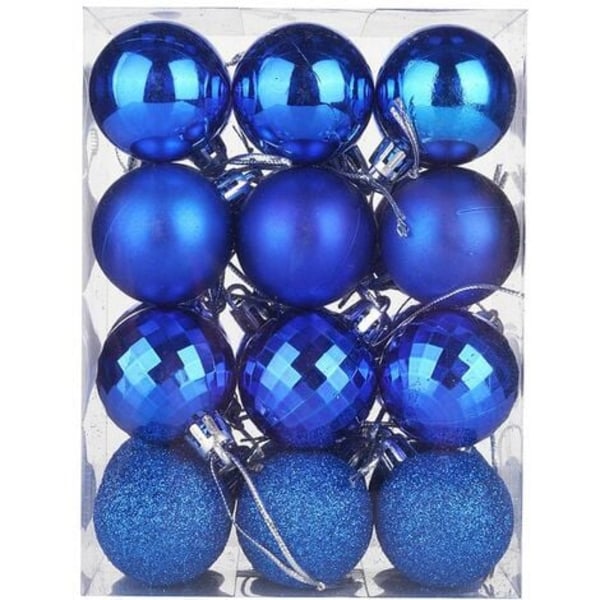 Julkulor 24 set Dekorativa julkulor med 4 cm kulor, blå