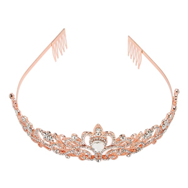 Brudkrona Rhinestone Elegant Glitter Bröllop Prinsesskrona Halloween Roséguld