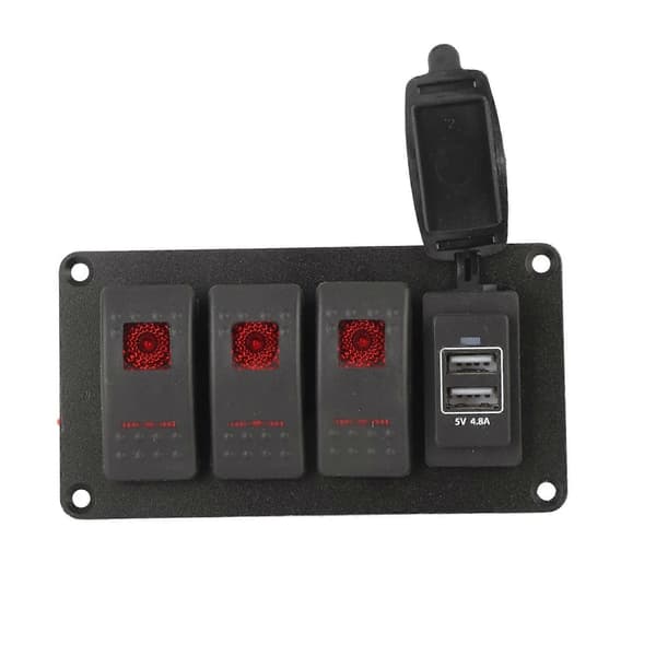Dobbelt USB-afbryderpanel 12V-24V 4-gangs LED-vippe til bil, båd, marine