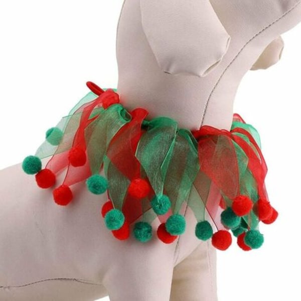 Julehalspynt til kjæledyr Rød og grønn justerbar feriekjole for katt og hund (L (45 cm))