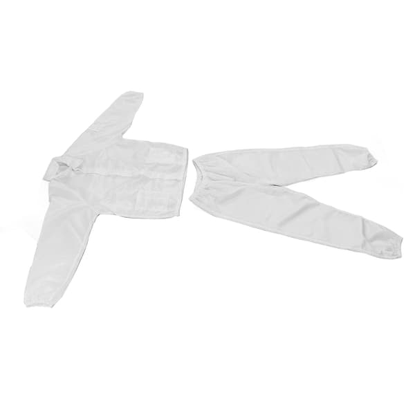 Antistatisk Polyester Skyddsdräkt Vit Delad Design Verkstads Säkerhetskläder