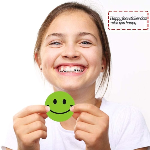Grønt rundt smiley-klistermærke Børnebelønningsklistermærke 25 mm 500 stk
