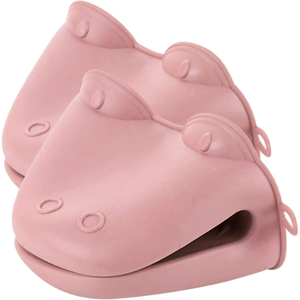 1 par ugnsvantar i silikon Mikrovågsugn Värmebeständiga handskar Matlagning Nypvantar Miniugnsvantar Halkskyddande köksugnshandskar för kök Co Pink