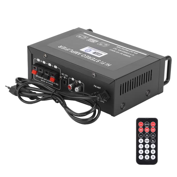 2-kanals Mini Bluetooth USB FM Smart Digital Forsteker med Fjernkontroll EU Plugg 220V