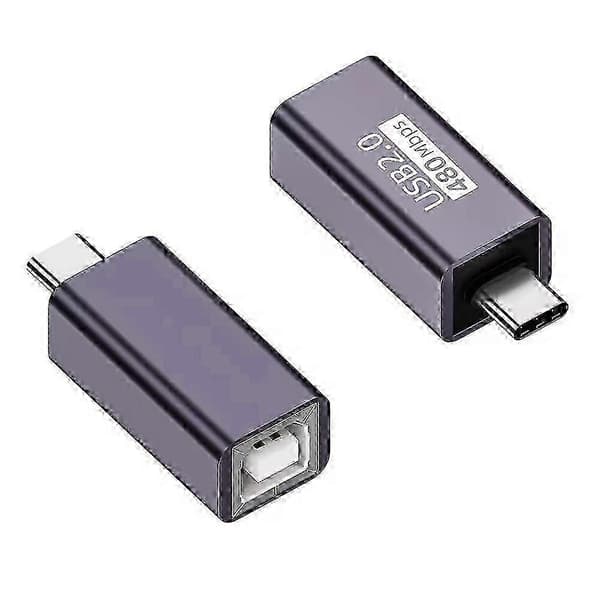 USB-B hun til USB-C han konverteradapter 480 Mbps dataoverførselsstik til elektrisk klaverprinter