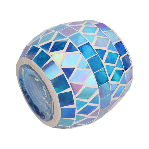 HT Lila Blå Mosaik Glas Ljusstake: En Romantisk DIY Doftljuskopp Tealight Stativ för Vardagsrum