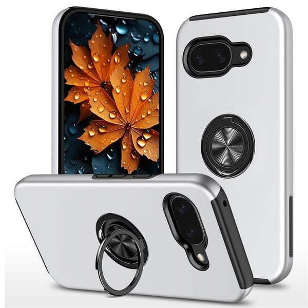 Til Pixel 10a Cover Hybrid cover med Finger Ring - Sølv Silver silver