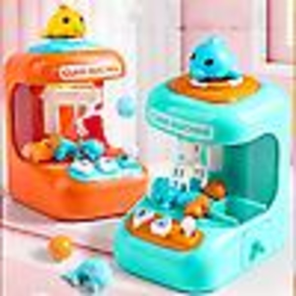 Tecknad klo Maskin Leksak Med Ljus Dockor Griping Machine Mini Catch Stuffed Machine Interaktiva leksaker for flickor Barn(Orange)