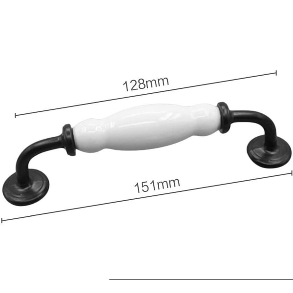 skaphåndtak, 10 stk svart og hvitt keramisk skaphåndtak (hullavstand: 128MM)GroupM