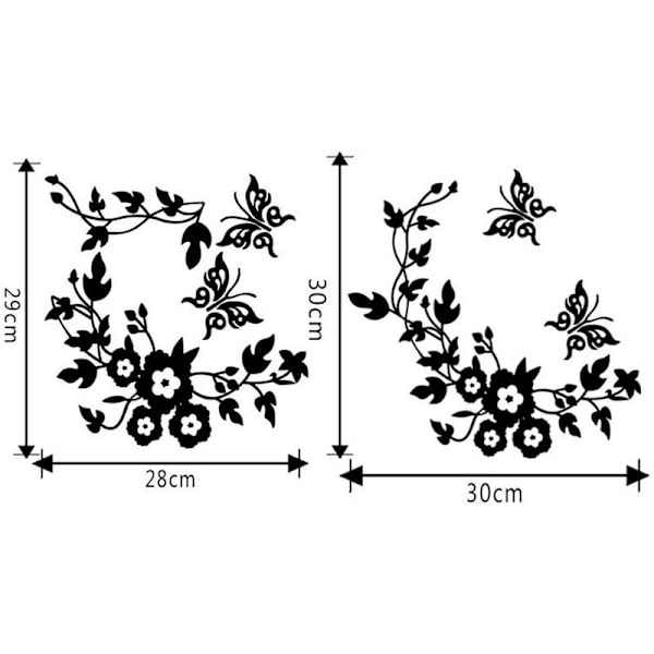 Kukka WC-istuimen seinätarra Kylpyhuoneen sisustustarrat Decor Butterfly Black