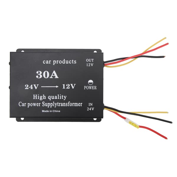 Bilstrom 30A 24V til 12V DC Konverter Sort 300A Strømadapter til Køretøjskøleskab DVD VCD CD