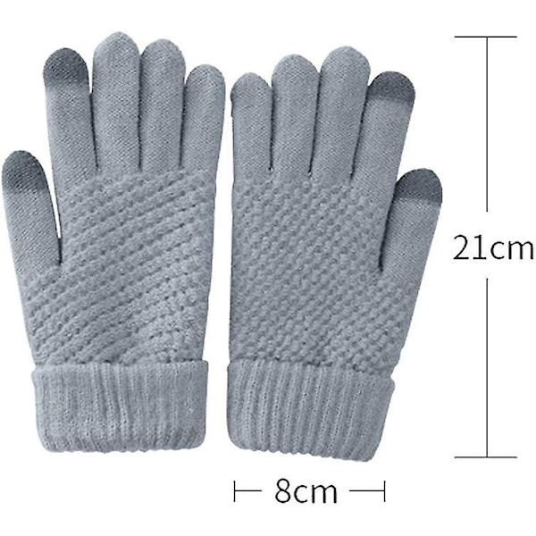 Pekskärmshandskar Thermal för kvinnor Pekskärm för Unisex Plus sammetshandskar som kan skrivas och textas (vit+grå)