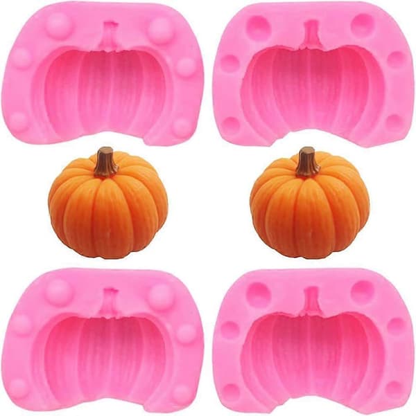 Par græskar silikoneforme, 3D Halloween græskar silikone fudgeforme, mini græskar silikoneforme