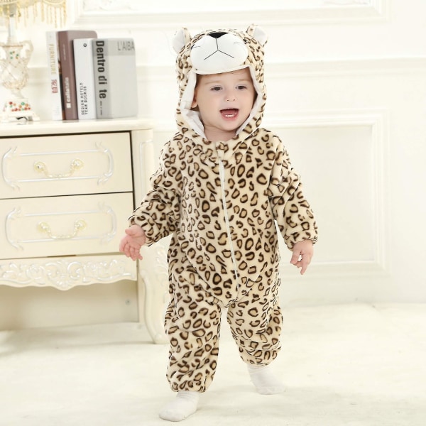 Baby dinosauruksen puku Lasten söpö huppari haalari Halloween Leopard 12-18 Months