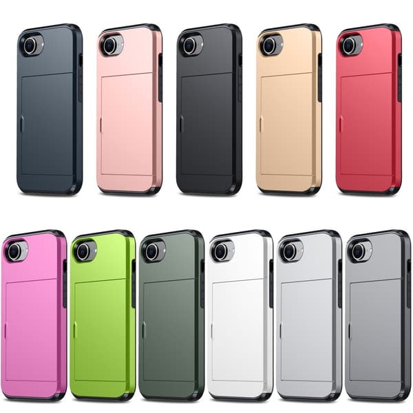 iPhone 16e Armor Kortholder Cover - Sort Svart black