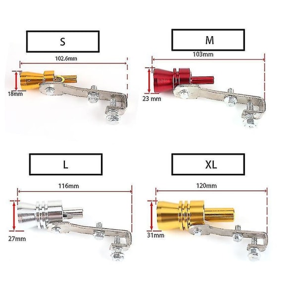 Bilmodificeret udstødningsrør, turbo-imiterende lydgenerator red XL