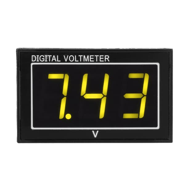 Digitalt LED Vandtæt DC Spændingsmålerpanel 2.5-30V Gul