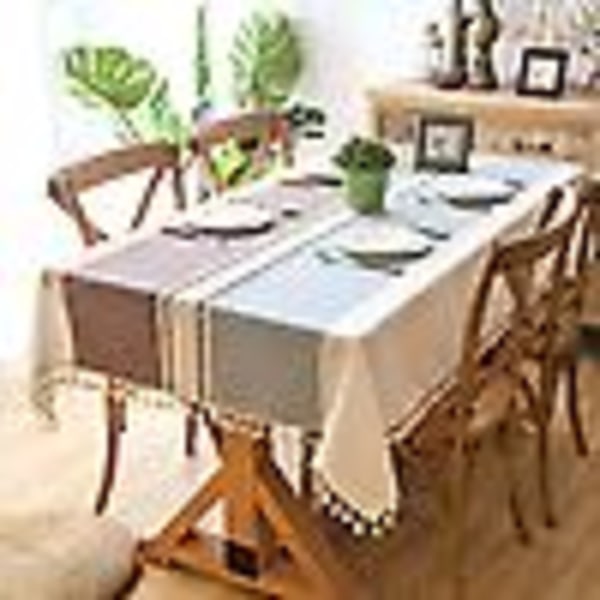 Jacquard bordsduk i linne av fuskbomull broderi tofs spets geometriska dukar