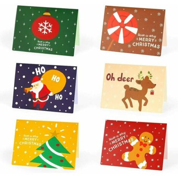 Julekort, julekort, tomme notekort, DIY julegavekortpakke, 24 julekort & 24 kuverter & 24