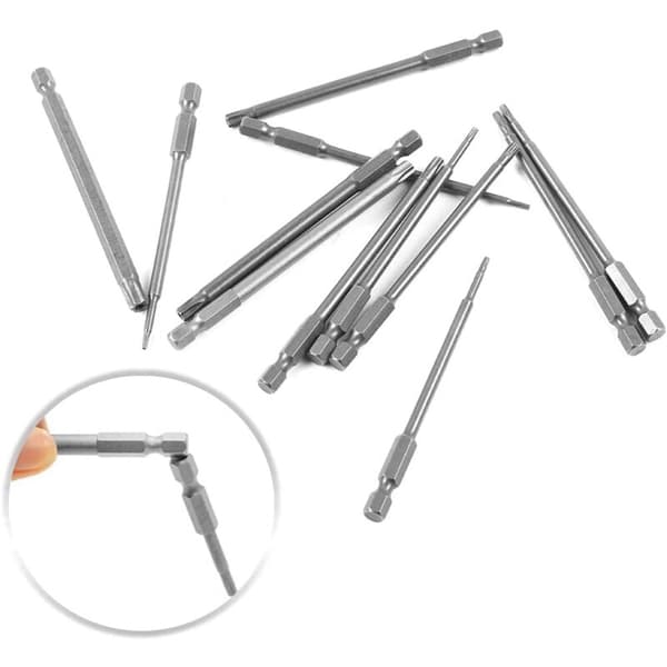 Lange bits, magnetiske bits 20 stykker 100mm serie, T8-T40 Torx bit, H2-H6 Hex bit, PH1 PH2, PZ2, slidset bit, 1/4 tommer sekskant