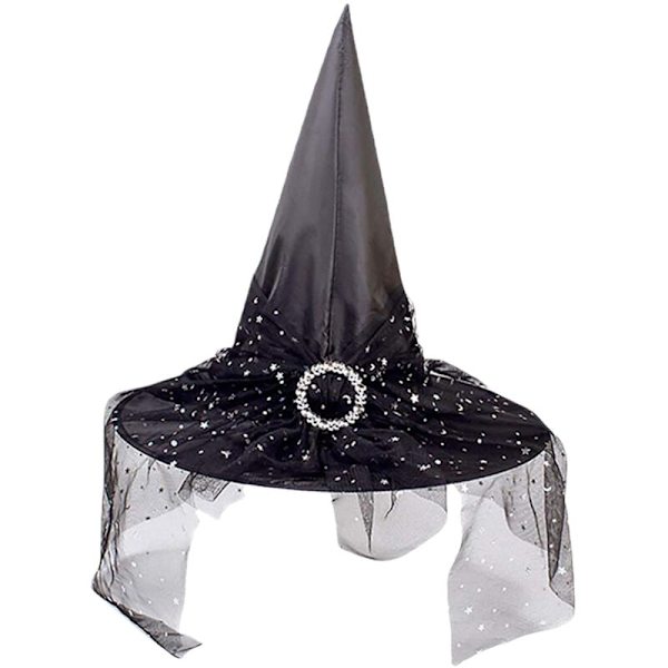 Halloween-kostymtillbehör, Mesh Wizard-hatt för barn Vuxna, Witch Headdress Hat, Röd - Röd