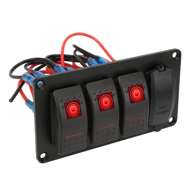 Dobbelt USB-afbryderpanel 12V-24V 4-gangs LED-vippe til bil, båd, marine