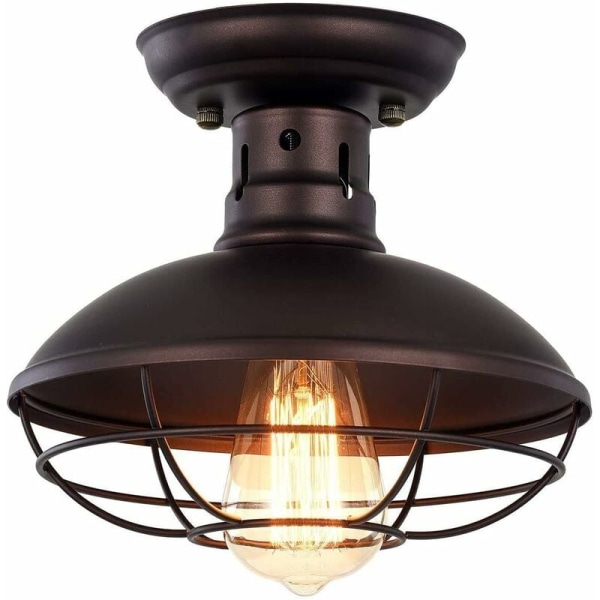 Attic svart skal taklampa, amerikansk retro industriell stil inomhus taklampa, lämplig för E27 glödlampor, lämplig