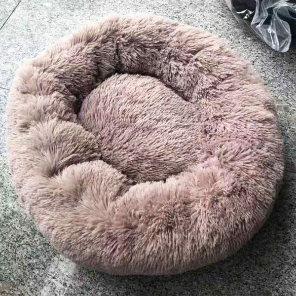 Kæledyrsartikler kattegrus og plys hundestrøelse (mørkegrå diameter 40 cm)