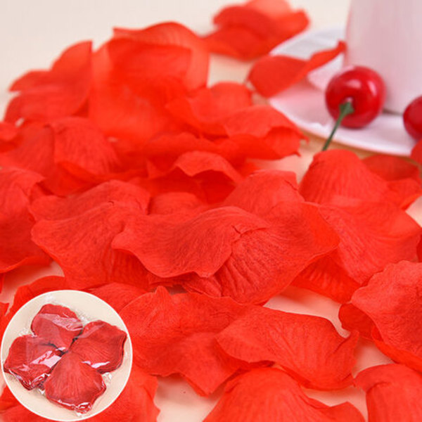 800 stykker kunstige røde kronblad, røde kronblad, roseblad – bryllup, valentinsdag, midtpunkt, bursdag, romantisk atmosfære
