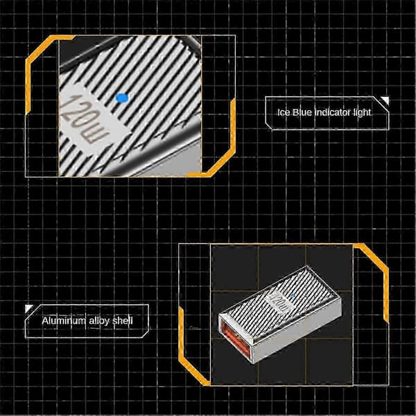 2 stk. 120W USB C til USB3.1 OTG 90 Adapter 10Gbps USBC Han til USB3.1 Hun Retvinklet Dataforbindelse Silver