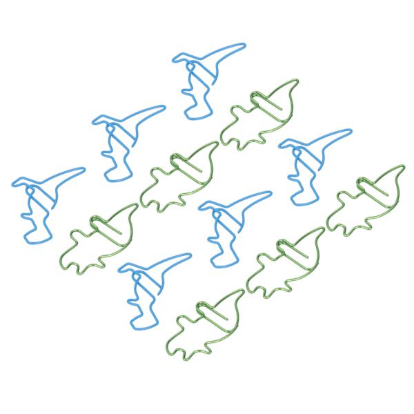100 st formade pappersklämmor i flodhäst- och dinosauriedesign - söta och lätta metallklämmor för kontorsdokument