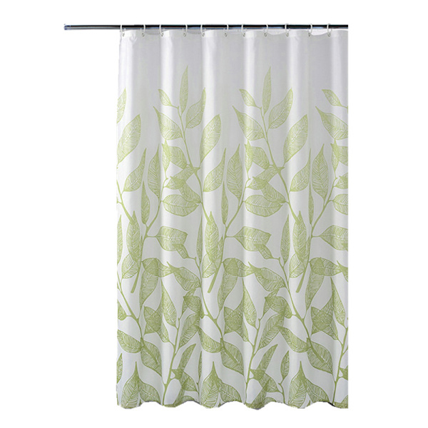 Grøn gren fortykket polyester badeforhæng 180 bred * 180 høj CM,
