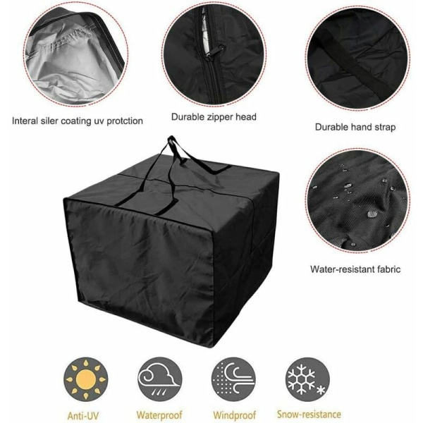 Pudeopbevaringstaske - Holdbar 210D havepudeopbevaringspose med håndtag og udendørs pudeopbevaringsbetræk med lynlås, kapacitet 81 x 81 x 61 cm