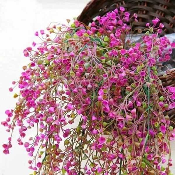 Kunstige planter Eføy Vine kunstig plante innendørs utendørs kunstig blomst til vegg- og hagedekorasjon-80 cm sett med 3 magenta