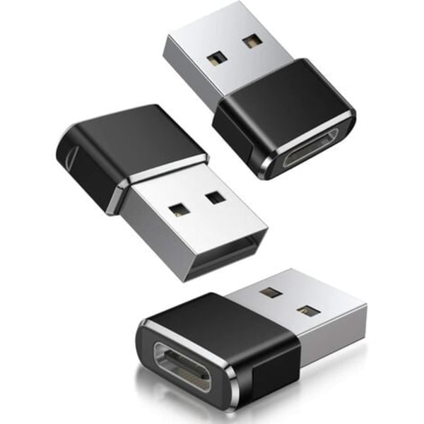 USB C Hona till USB A Hane Adapter 3-Pack, Typ C USB A Laddare Konvertera för Apple Watch 7, iPhone 11 12 13 Pro Max SE 3,14