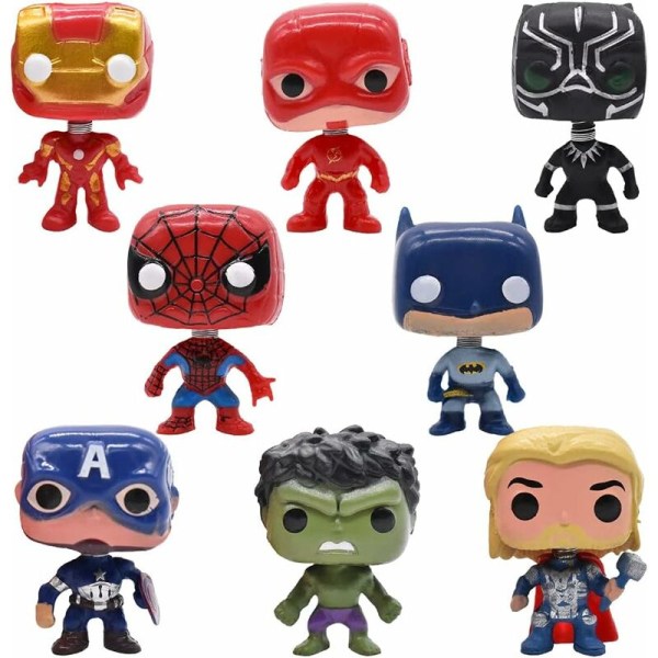 Kagepynt 8 stk Super Heroes Cake Topper Mini Spiderman Figures Avengers Figur