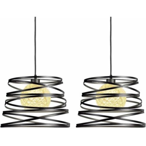 Sæt med 2 moderne pendellamper, vintage loftslysekrone metalskærm Spiraldesign loftslampe E27 belysningsdekoration