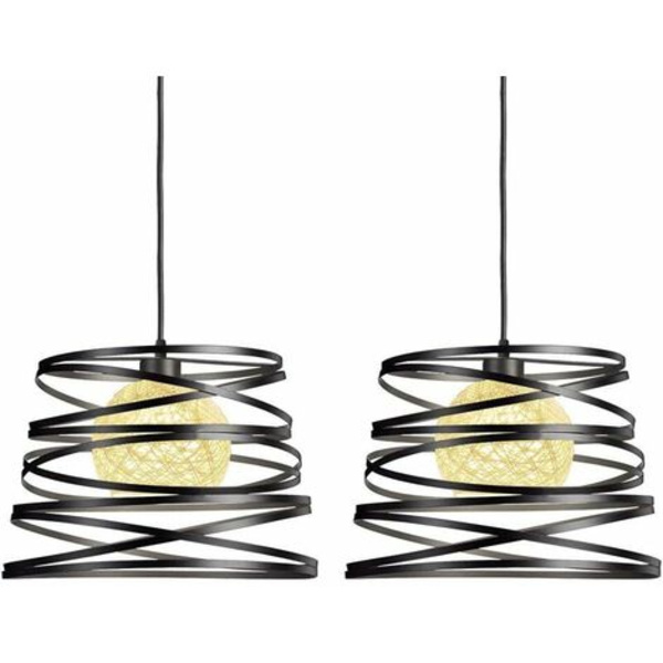 Sett med 2 moderne taklamper, vintage taklysekrone metallskjerm Spiraldesign taklampe E27 belysningsdekorasjon