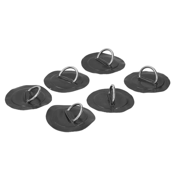 6 Pakning Oppblåsbar Kajakk D Ring Patch Marine Hurtigspenne med Elastisk Strikksnor Svart