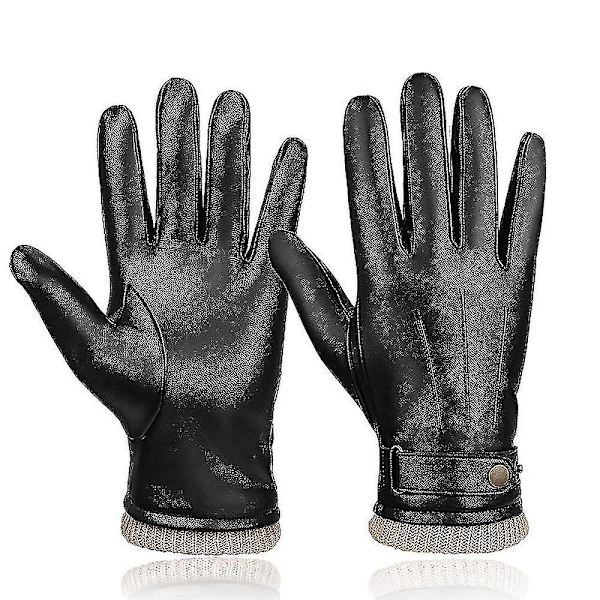 Sorte handsker vinter fåreskind Varme handsker Simple vindtætte handsker til mænd XL