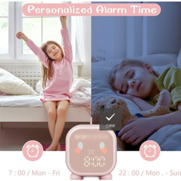 Herätyskello lapsille, digitaalinen herätyskello lastenhuoneeseen, söpö dinosaurusherätyskello lapsille, herätysvalo ja yövalo