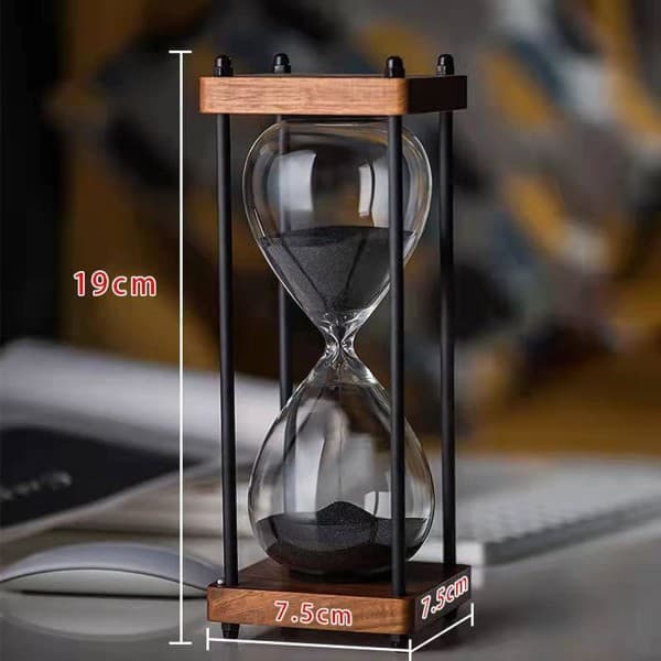 30 minutters timeglas i træ, sort sand-søjledekor black