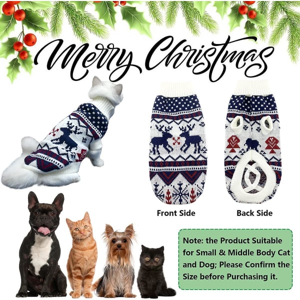 Jul Hundtröja Xmas Hund Katt Vinterkläder Xmas Kattunge Turtleneck Pullover Stickat