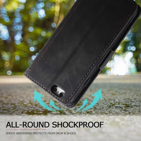 for iPhone 16e Deksel Blokkerende Lommebokstativ Skinntelefonetui Black