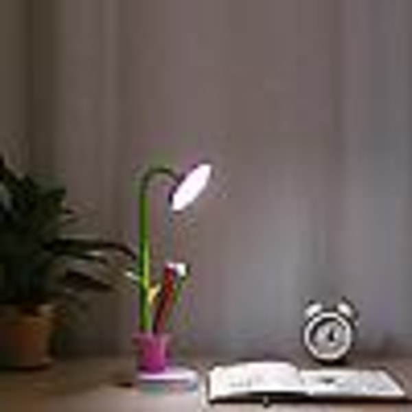 Yanghua Bordslampa med pennhållare USB-uppladdningsbar bordslampa för sovrum (rosa)