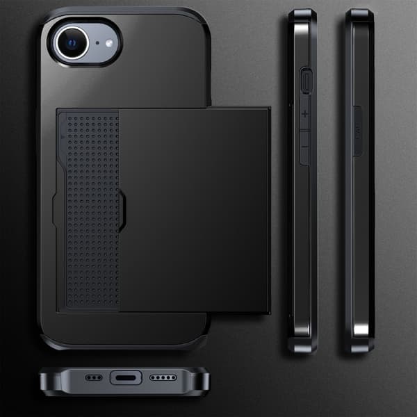 iPhone 16e Armor Kortholder Deksel - Svart Svart black