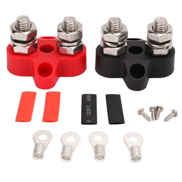 M8 Dobbelt Kraftig Terminal Lug 48V Sort Rød Kobber Terminal Krympeflex Universal