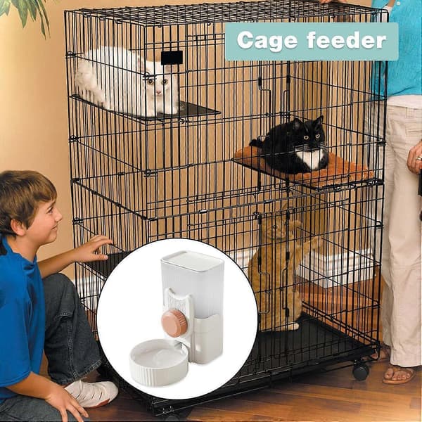 Torrfoder- och vattendispenser, vattendispenser för katter och hundar, automatisk drickare och matare - för katt/hund/husdjur
